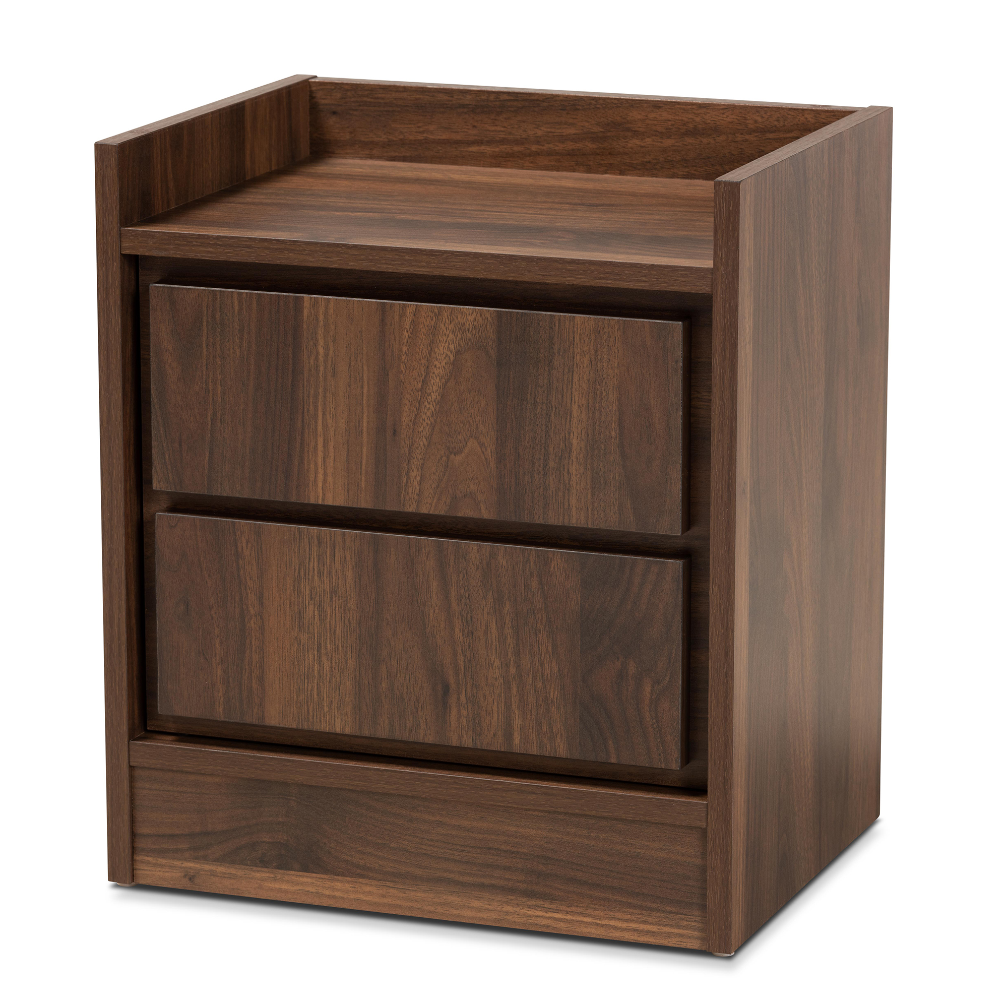 Baxton Studio Hale Modern and Contemporary Walnut Brown Finished Wood 2-Drawer Nightstand
